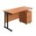 Beech rectangular desk with black frame and mobile 2-drawer pedestal, dimensions 1400x600mm.