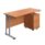Twin upright rectangular desk with beech top, silver frame, and mobile 2-drawer pedestal. Dimensions: 1400 x 600 mm.