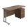 Twin upright rectangular desk in dark walnut with silver frame, featuring a mobile 2 drawer pedestal. Dimensions: 1400 x 600.