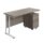 Twin Upright Rectangular Desk in Grey Oak with White frame and Mobile 2 Drawer Pedestal. Dimensions: 1400 x 600 mm.