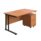 Twin upright rectangular desk with beech top, black frame, and mobile 2-drawer pedestal. Dimensions: 1400 x 800 mm.