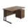 Twin Upright Rectangular Desk with Dark Walnut Top and Black Frame, featuring a Mobile 2 Drawer Pedestal.