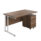 Twin upright rectangular desk in dark walnut with white frame and mobile two-drawer pedestal. Dimensions 1400x800mm.
