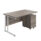 Twin Upright Rectangular Desk in Grey Oak with White frame and Mobile 2 Drawer Pedestal. Dimensions: 1400 x 800 mm.