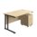 Twin upright rectangular desk in maple with black frame and mobile 2-drawer pedestal. Desk top dimensions: 1400 x 800.