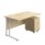 Twin Upright Rectangular Desk in Maple with White frame and Mobile 2 Drawer Pedestal, dimensions 1400 X 800 mm.