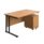 Twin Upright Rectangular Desk in Nova Oak with Black frame, includes a mobile 2-drawer pedestal. Dimensions: 1400 x 800 mm.