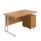 Twin upright rectangular desk with Nova Oak top, white frame, and mobile 2 drawer pedestal. Dimensions: 1400 x 800 mm.