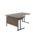 Twin Upright Left Hand Radial Desk, 1600x1200mm, Dark Walnut top, Black frame. FSC certified.