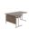 Twin Upright Left Hand Radial Desk, dark walnut top, silver frame, dimensions 1600 x 1200 mm. FSC certified.
