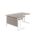 Twin Upright Left Hand Radial Desk in Grey Oak with a White frame, dimensions 1600 x 1200 mm.