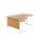 Left hand radial desk with Nova Oak top and white frame, dimensions 1600 x 1200mm. FSC certified.