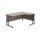 Twin Upright Right Hand Radial Desk in Grey Oak with Black frame, dimensions 1600 x 1200mm. FSC certified.