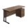 Twin Upright Rectangular Desk with Mobile 2 Drawer Pedestal, Dark Walnut top and Black frame, dimensions 1600x600.