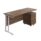 Twin Upright Rectangular Desk in Dark Walnut with White frame and mobile 2 Drawer Pedestal. Desk dimensions: 1600 x 600.