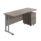 Twin Upright Rectangular Desk in Grey Oak with Silver frame and Mobile 2 Drawer Pedestal, dimensions 1600 x 600.