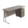 Twin Upright Rectangular Desk in Grey Oak with White frame and Mobile 2 Drawer Pedestal. Dimensions: 1600 x 600 mm.