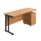 Twin upright rectangular desk in Nova Oak with black frame and mobile 2 drawer pedestal. Dimensions: 1600 x 600 mm.