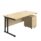 Twin upright rectangular desk with maple top and black frame, featuring a mobile 2-drawer pedestal. Dimensions: 1600 x 800.