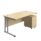 Twin Upright Rectangular Desk with Maple top, Silver frame, and Mobile 2 Drawer Pedestal. Dimensions: 1600 x 800 mm.