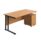 Twin Upright Rectangular Desk in Nova Oak, 1600 x 800 mm, with Black frame and Mobile 2 Drawer Pedestal.