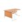 Twin Upright Left Hand Radial Desk, beech top, white frame, dimensions 1800x1200mm, FSC certified.