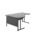 Twin Upright Left Hand Radial Desk, black desk top and frame, dimensions 1800 x 1200 mm, FSC certified.