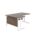 Twin Upright Left Hand Radial Desk, dark walnut top, white frame, dimensions 1800 x 1200 mm. FSC certified.