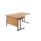 Twin Upright Left Hand Radial Desk, 1800x1200mm, Nova Oak top, black frame. FSC certified.