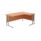Twin Upright Right Hand Radial Desk, beech top, silver frame, dimensions 1800x1200mm, FSC certified.