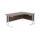 Twin Upright Right Hand Radial Desk, dark walnut top, white frame, dimensions 1800 x 1200mm, FSC certified.