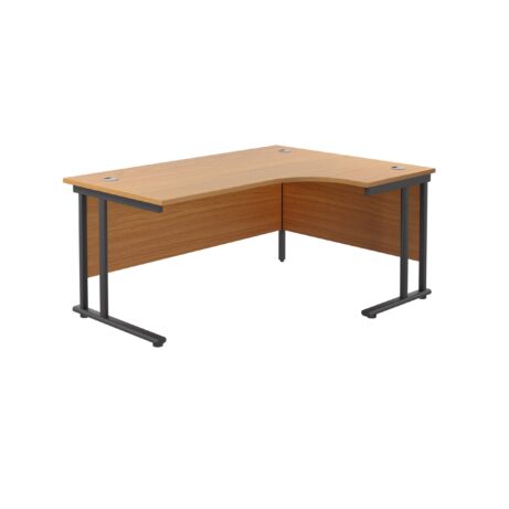 Twin Upright Right Hand Radial Desk, Nova Oak top 1800x1200mm, black frame, FSC certified.