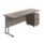 Twin Upright Rectangular Desk in Grey Oak with Silver frame and Mobile 2 Drawer Pedestal, dimensions 1800x600.