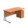 Twin Upright Rectangular Desk with Beech top and silver frame, featuring a mobile 2-drawer pedestal. Dimensions: 1800 x 800 mm.
