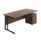 Twin Upright Rectangular Desk with Dark Walnut top and Black frame, paired with a Mobile 2 Drawer Pedestal.