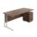 Twin Upright Rectangular Desk in Dark Walnut with White frame and Mobile 2 Drawer Pedestal, dimensions 1800 X 800.
