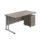 Twin Upright Rectangular Desk in Grey Oak with Mobile 2 Drawer Pedestal, Silver frame, dimensions 1800 x 800 mm.