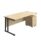 Twin Upright Rectangular Desk with Maple top and Black frame, includes a Mobile 2 Drawer Pedestal. Dimensions: 1800 x 800 mm.