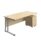 Twin Upright Rectangular Desk with Mobile 2 Drawer Pedestal, Maple top, Silver frame, dimensions 1800 x 800 mm.