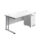 Twin Upright Rectangular Desk with white top and silver frame, features a mobile 2 drawer pedestal. Dimensions 1800 x 800.