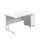 Twin Upright Rectangular Desk with white top and frame, paired with a mobile 2-drawer pedestal, dimensions 1800x800mm.