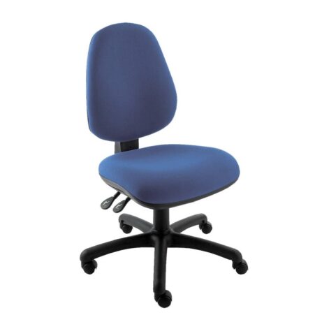 Touch Task Chair in blue fabric, featuring an ergonomic design, height-adjustable seat, and a five-star base with casters.