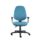 TOUCH Task Chair in blue fabric, featuring height-adjustable arms, ergonomic back support, and a sturdy five-star base.