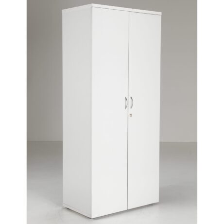 White wooden cupboard, FSC certified, size 1800, with two doors and minimalist design.