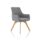 Carmen grey fabric visitor chair with wooden legs, designed for meetings and reception areas. Stylish and comfortable seating.