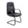 Canasta Visitor Chair in black faux leather with fixed arms and black powder-coated steel cantilever base.