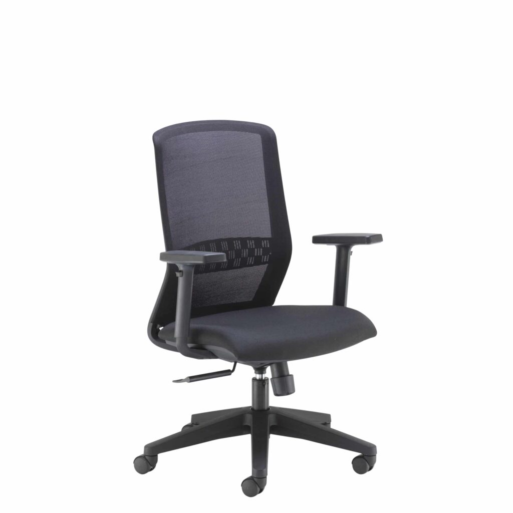 Spark Mesh Office Chair with breathable mesh back, fabric seat, adjustable arms, and a robust base for office use.