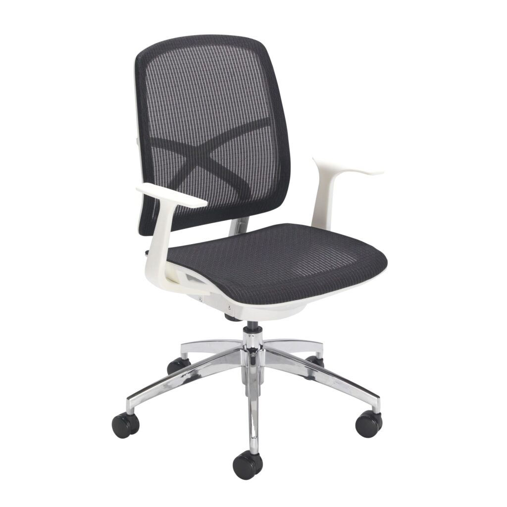 Zico Office Chair with breathable mesh, fixed arms, chrome 5-star base, and adjustable height for comfort.