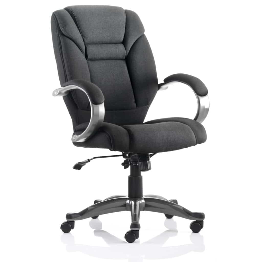 Galloway High Back Executive Office Chair with padded arms, durable fabric upholstery, and a sleek, modern design.