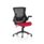 Orbit Black Mesh Back Chair with breathable mesh back, red seat, adjustable tilt, and armrests for ergonomic support.